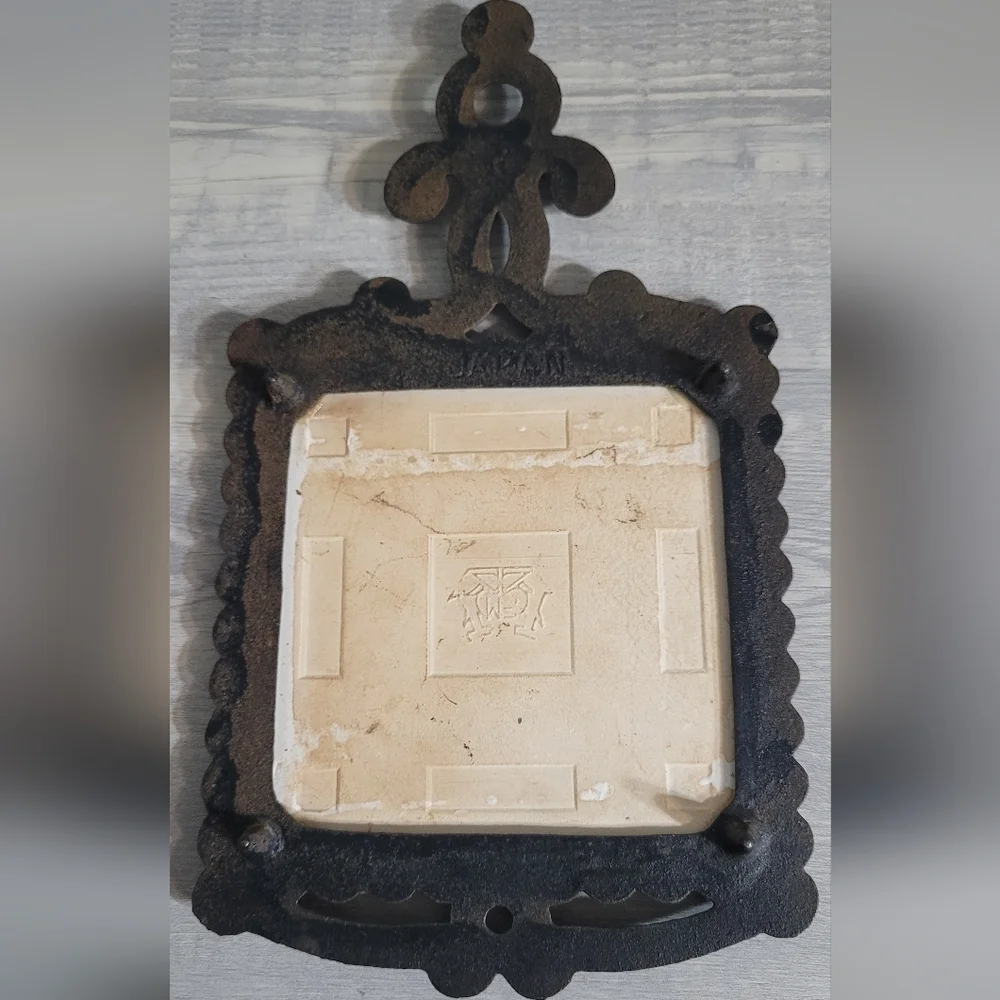Enesco Trivet Mid Century Cast Iron & Tile Japan The Kitchen Prayer Vintage - Picture 6 of 7